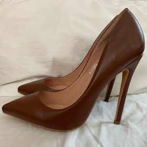 Beautiful brown 12cm 4.7" vegan leather Onlymaker Pumps Heels